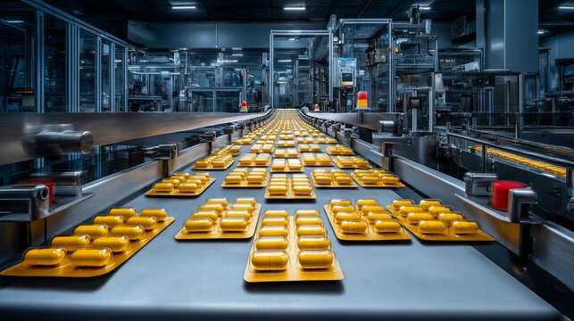 Conveyor System for Packaging Blister Packs in Modern Factory Environment