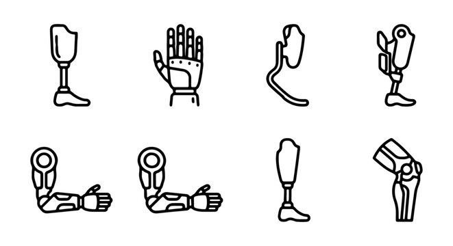 Prosthetic limbs and hands in various designs and positions