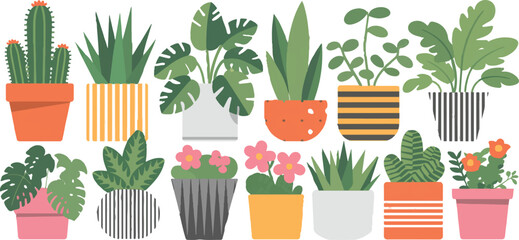 plant hand drawn potted plants vector clipart pack © AIcon Star