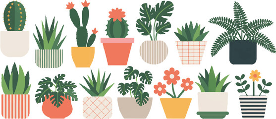 plant collection of potted plants vector illustration © AIcon Star