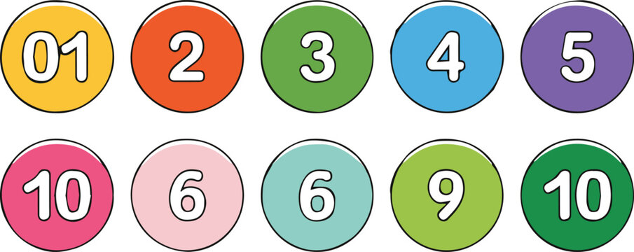 numbers numbered round labels for charts timelines and steps