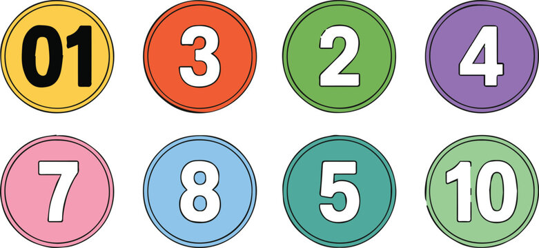 numbers colorful circle badges vector for infographic layouts