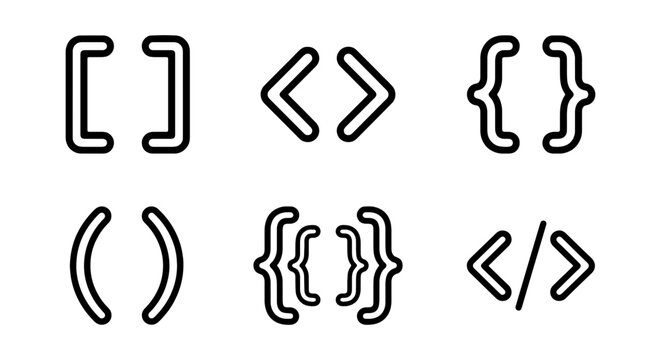 Coding symbols and brackets on isolated for programming and web development concepts