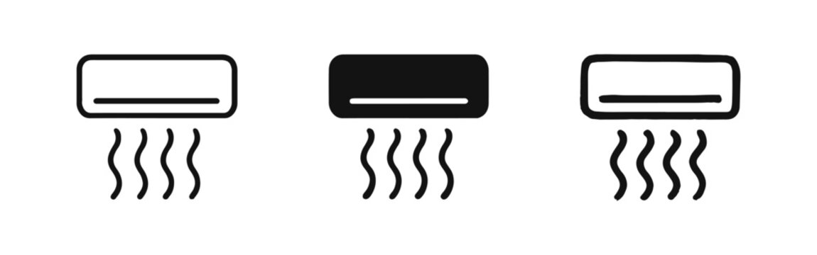 Air Conditioner Unit Icon Set - HVAC Cooling and Heating System Vector