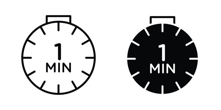 1 minute icon vector illustration. Editable black icons. EPS 10