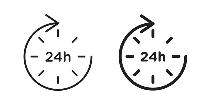 24 Hrs icon vector illustration. Editable black icons. EPS 10