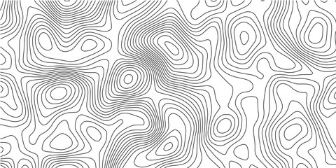 Abstract Seamless Topographic Map Pattern with Black and White Contour Lines, Smooth Elevation Curves and Minimal Geographic Terrain Background Design. © Hasan