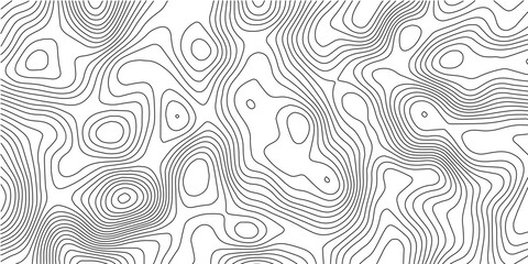 Abstract Black and White Topographic Contour Lines Pattern with Smooth Flowing Elevation Curves, Seamless Geographic Terrain Background for Minimalist Cartography Design. © Hasan