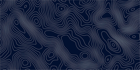 Abstract Dark Blue Topographic Map Pattern with Flowing Contour Lines and Smooth Elevation Curves, Modern Geographic Terrain Background Design. © Hasan