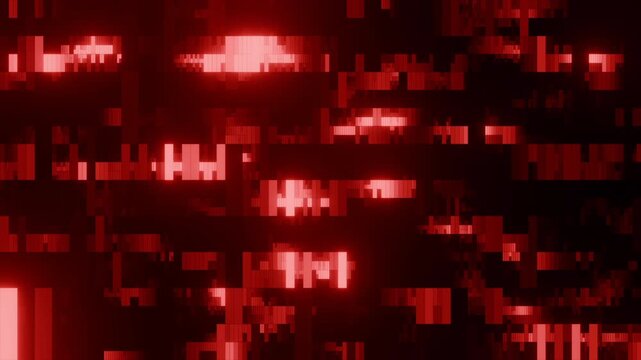 Glowing red detailed data blocks strobe animation seamless loop