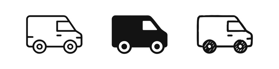 Delivery van truck minibus transport icons set © ICONS FOR YOU