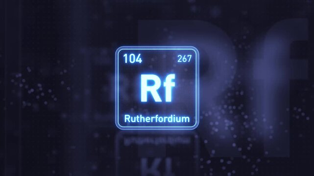 Periodic Table Element Rutherfordium Rf Animation. Modern And Minimal Design.