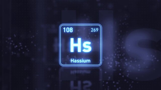 Periodic Table Element Hassium Hs Animation. Modern And Minimal Design.