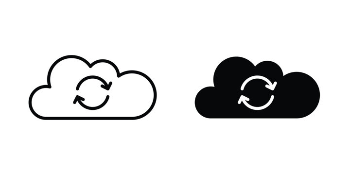 Cloud sync icon vector illustration. Editable black icons. EPS 10