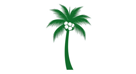 Obraz premium Exotic tropical coconut palm tree vector illustration featuring a summer nature silhouette and green leaf design isolated on a white background for travel and island vacation art