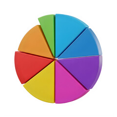 Fototapeta premium Colorful circular pie chart with eight segments
