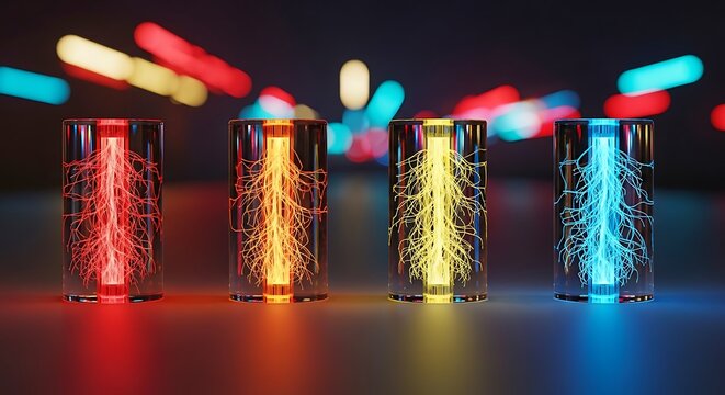 A vibrant display of colorful glasses with intricate patterns reflecting light isolated on white background