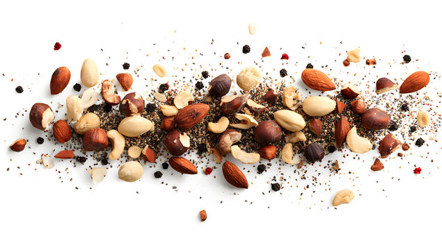 Mixed nuts scattered