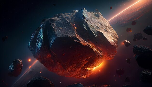 giant space rock meteorite found in solar system asteroid belt generative ai