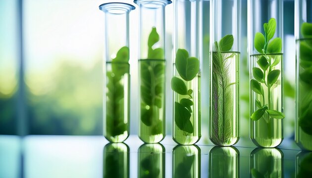 pure natural green plants soaked in test tubes waiting for extraction food science health nutrition business beauty medical commercial poster poster wallpaper background