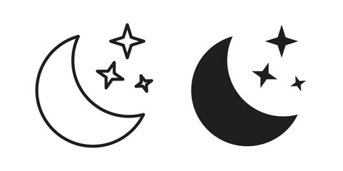 Moon icon vector illustration. Editable black icons. EPS 10 © Win