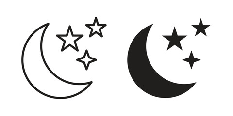 Moon icon vector illustration. Editable black icons. EPS 10 © Win