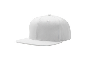 Fototapeta premium Minimalist white baseball cap with flat brim isolated on transparent background