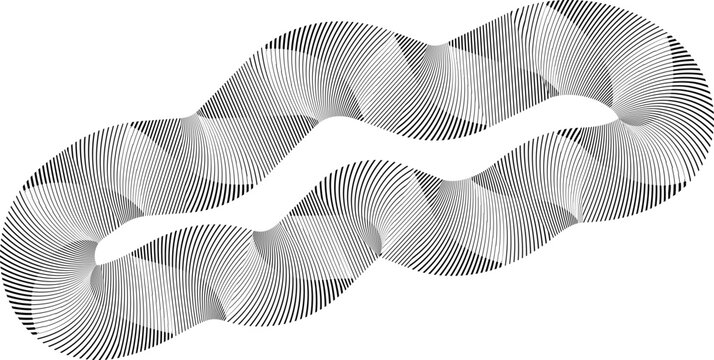 Elongated flowing blob contour with stretched silhouette, fluid perimeter and continuous morphing structure