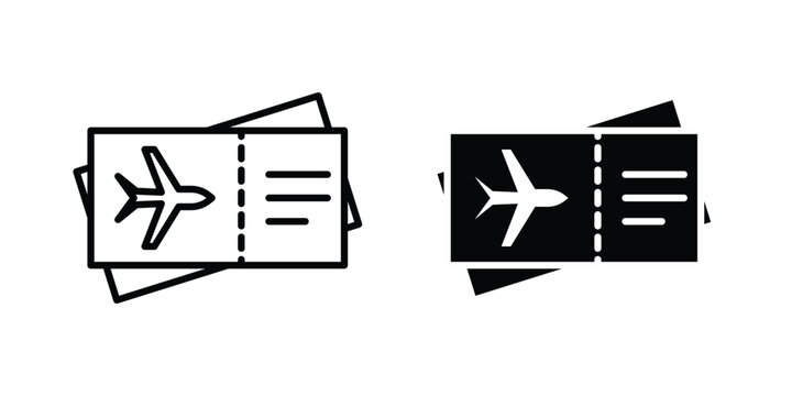 Plane Ticket icon vector illustration. Editable black icons. EPS 10