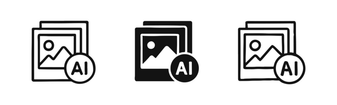 AI Image Generation and Photo Gallery Icon Set - Smart Media and Picture Management Symbols