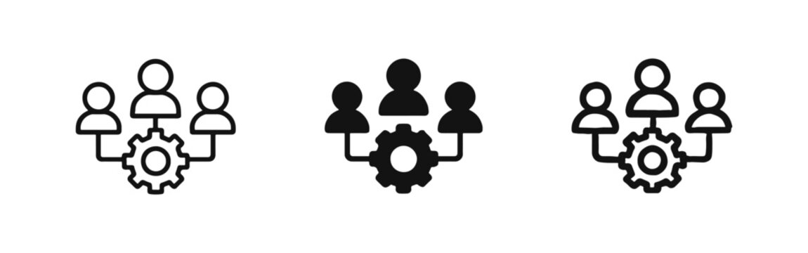 Team management and human resources collaboration icon set