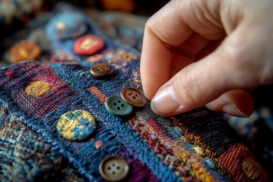 Vintage button brooch handmade jewelry crafting process