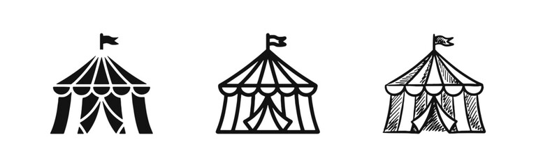 Fototapeta premium Circus Big Top Tent Icon Set for Carnival Entertainment