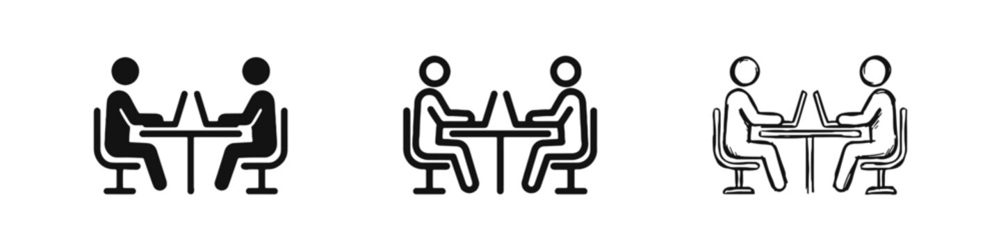 Business Team Collaboration and Workspace Laptop Meeting Icon