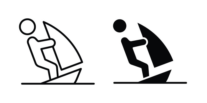 Windsurf icon vector illustration. Editable black icons. EPS 10