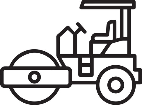 Heavy-Duty Soil Compaction Roller with Weighted Drum Vector Icon for Agricultural Machinery, Construction Equipment, Land Preparation, Farming, Landscaping, Road Construction, Soil