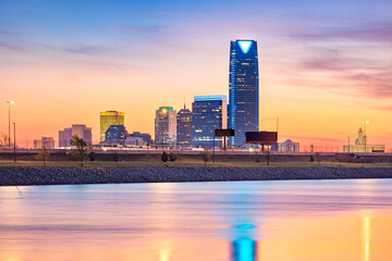 Oklahoma City, Oklahoma, USA. Cityscape image of Oklahoma City skyline at beautiful spring sunrise. © rudi1976