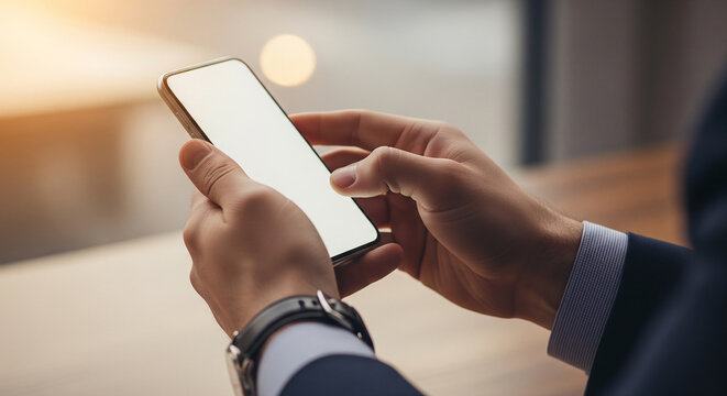 Close up of businessman hands using smartphone perfect for digital business networking and modern mobile communication