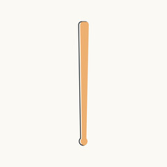Obraz premium Wooden baseball bat icon on white background, vector illustration, Monochrome, simple shape for design logo, emblem, symbol, sign, sports equipment, sports apps and website, sport icon,