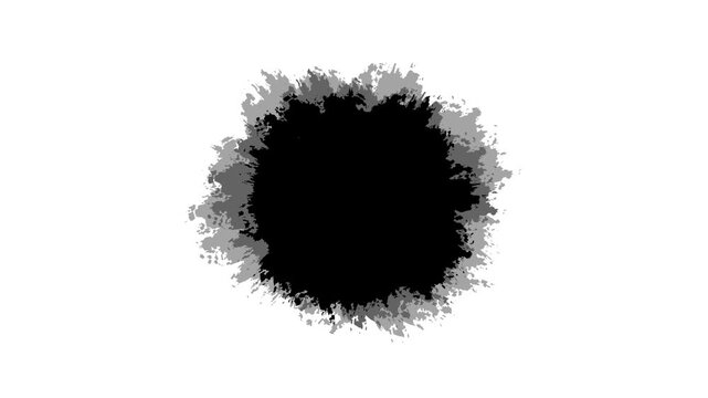 Animated black ink blot spreading on a white background representing artistic creativity watercolor splashes or organic textures for video transitions and title backgrounds.
