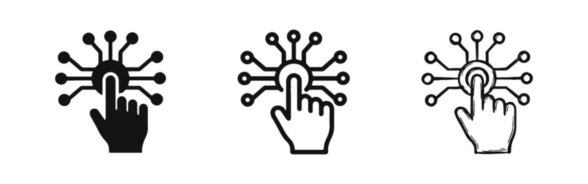 Digital Interaction and Network Connectivity Icons Set