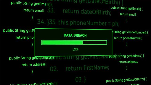Data Breach Progress on Computer Code Background security breach system hack network attack malware attack
