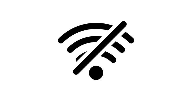 High quality animation of a disconnected wifi icon for digital communication technology videos network error alerts and mobile application user interface design elements.
