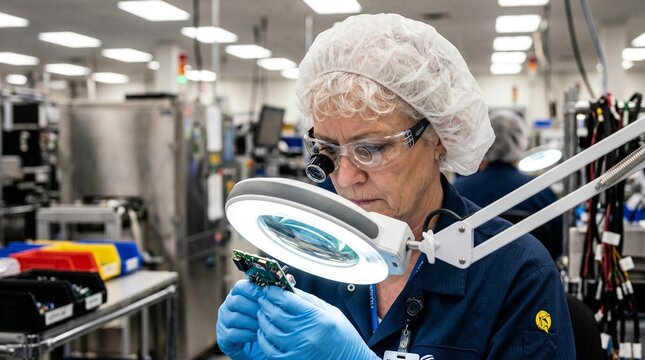 Technician Inspecting Microchip
