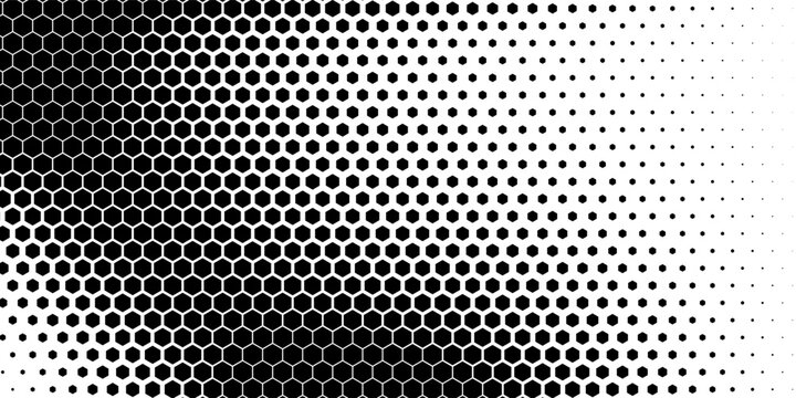 black color simple abstract polygon hexagon halftone blend pattern