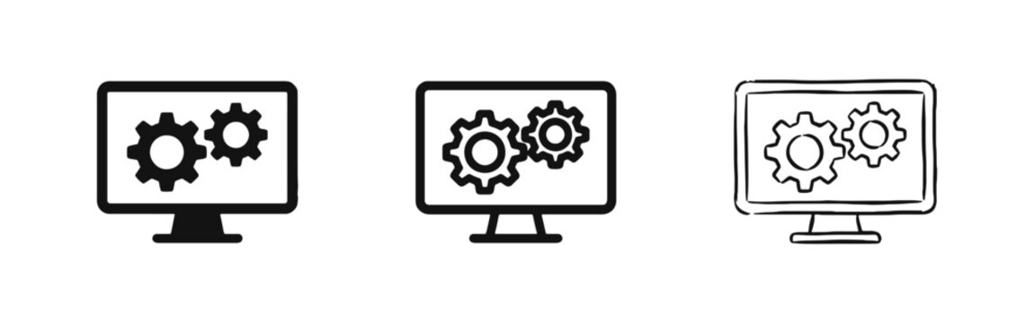 Computer Settings Icon Set - IT Support and System Configuration Symbols