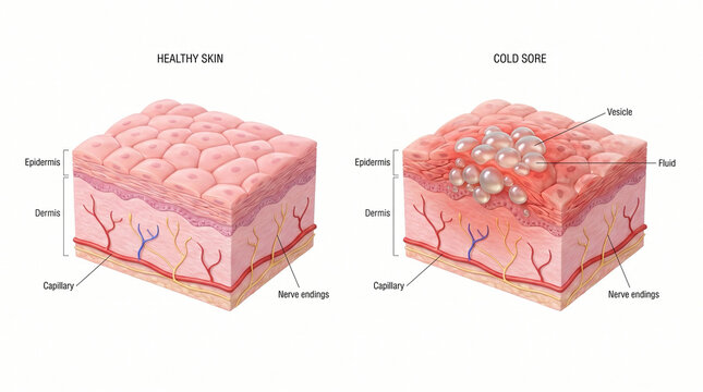 Cold Sore Herpes Simplex Virus Skin Vesicle Anatomy