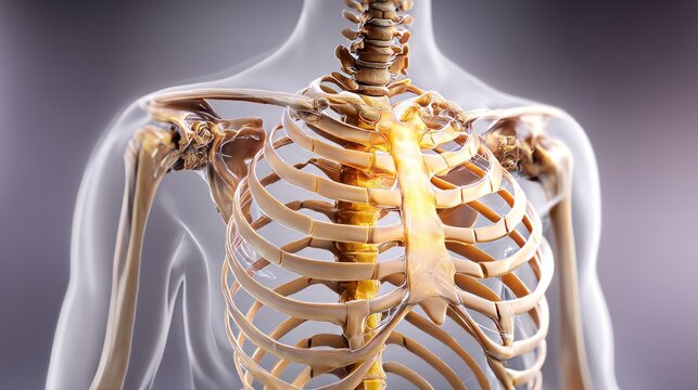 3D Anatomical View of the Human Skeletal System Upper Body Structure