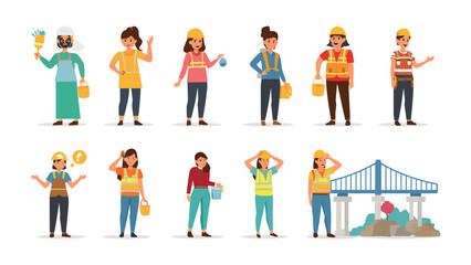 Diverse Workforce in Action: An inspiring illustration of a multi-generational team, united by their dedication to construction and diverse skills, stands ready to build, create, and shape the future. © AJM