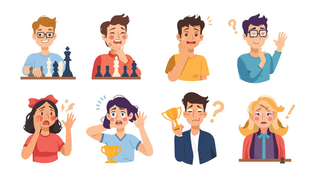 Expressions of Emotion in a Game: A collection of characters reveals a range of feelings, from confusion to triumph, embodying the highs and lows of the game.